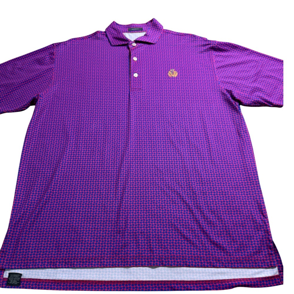 Turtleson Sage Valley Golf Club Polo Mens Pink Blue Dot Performance Shirt